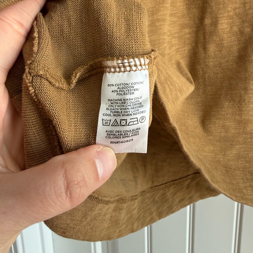 LOFT tan henley utility top, size L - Picture 4 of 4